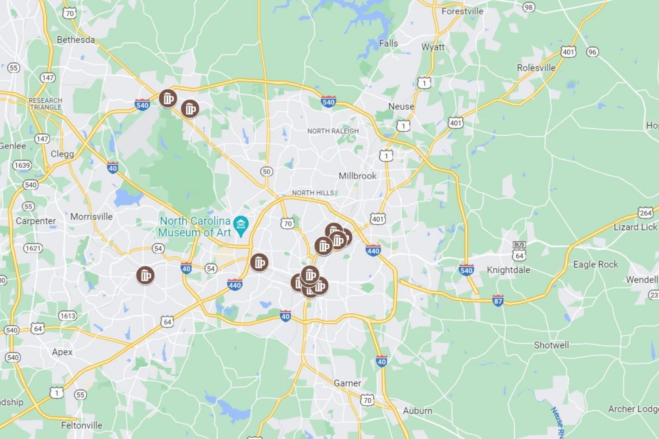 15 Best Raleigh Breweries Map