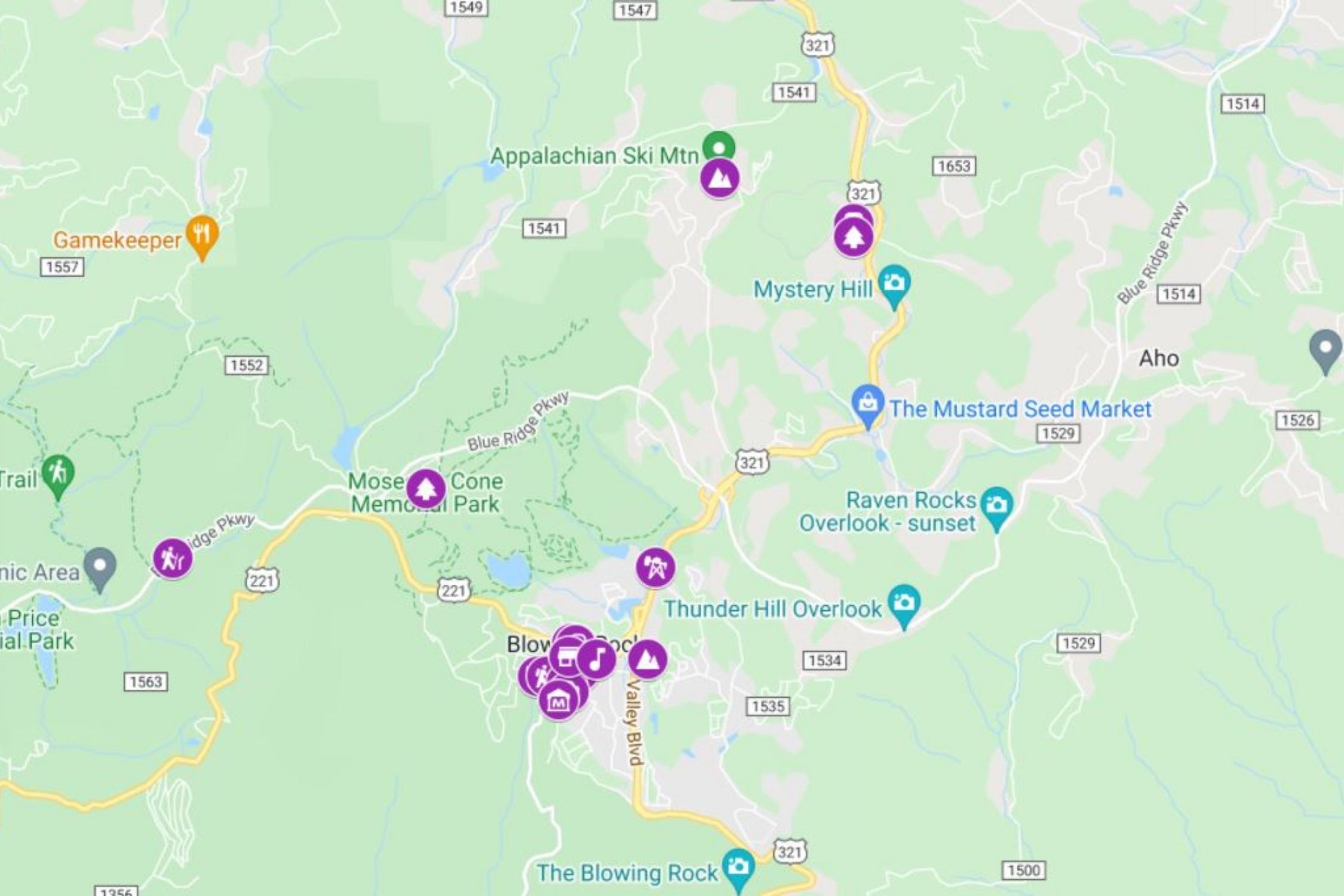 Things to do in Blowing Rock Map