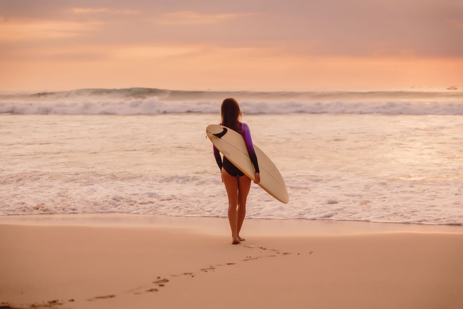 Surfer Girl Looking at Ocean