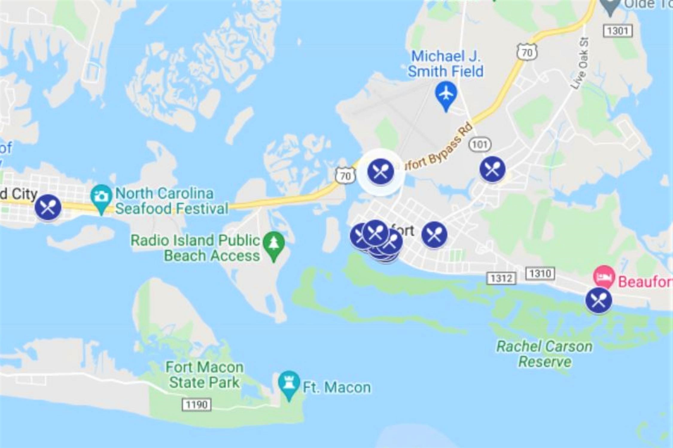 Best Beaufort, NC Restaurants Map