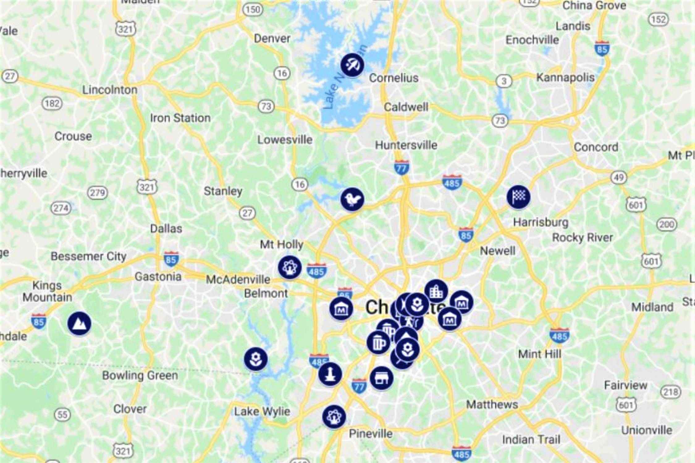 Things To Do In Charlotte, North Carolina Map