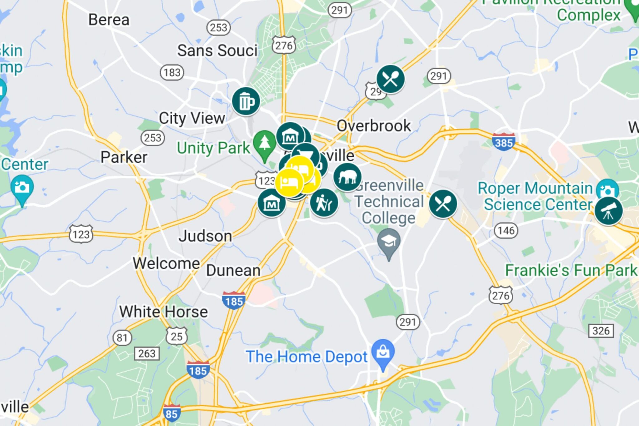 greenville sc tourist map