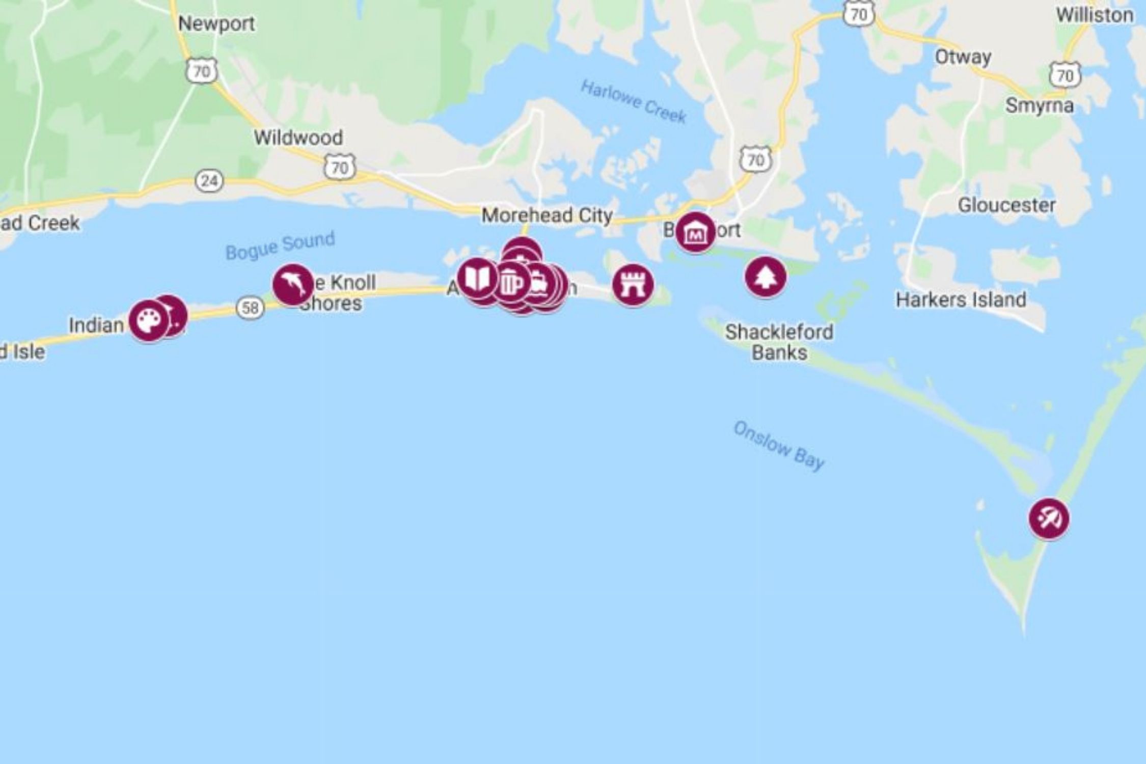 Best Things to do in Atlantic Beach, NC Map