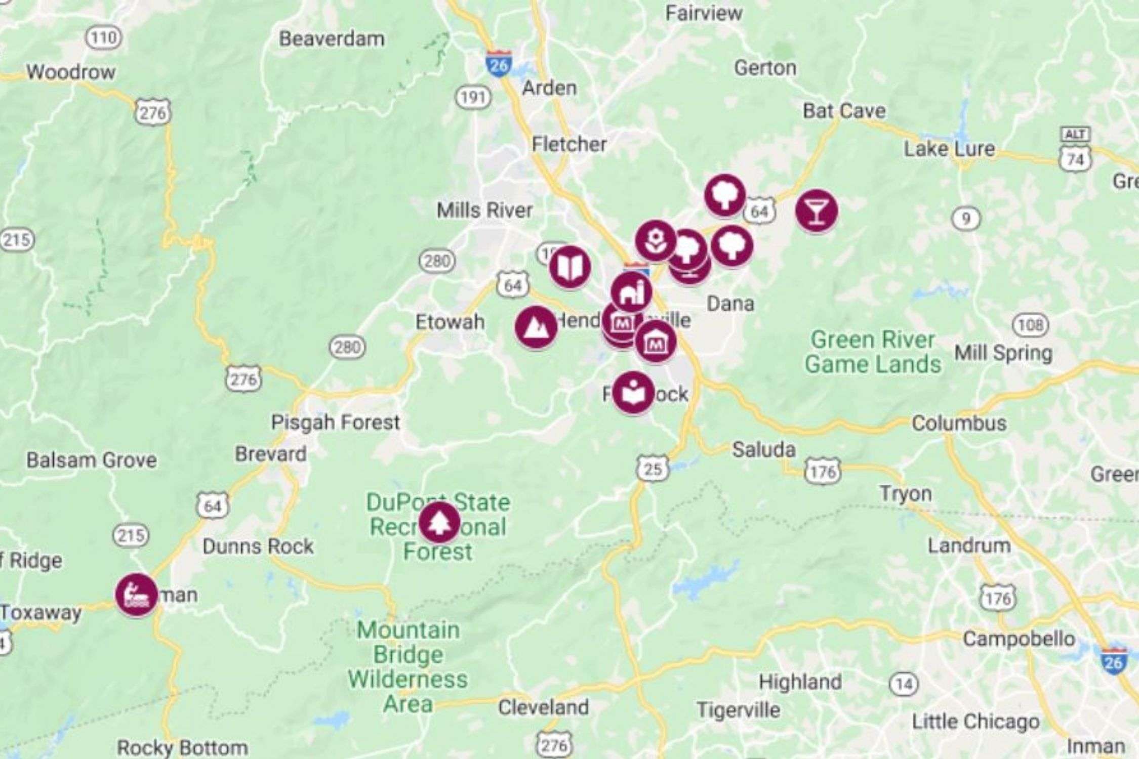 The Best Things To Do in Hendersonville, NC Map