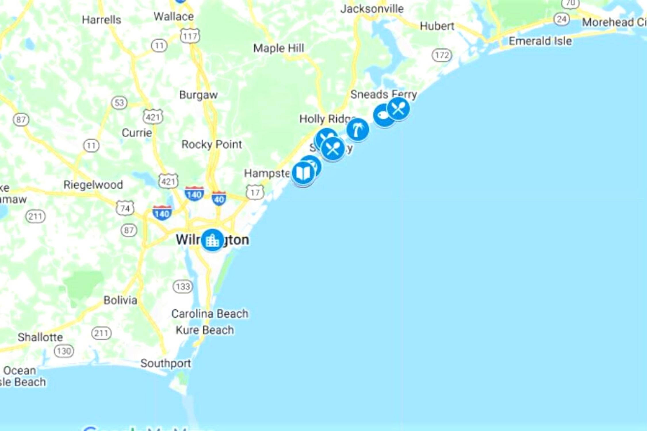 Best Things to do in Topsail Island, NC Map