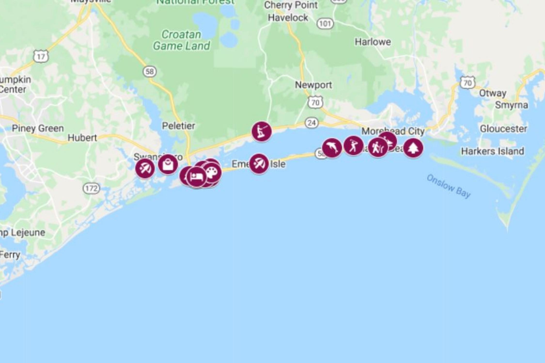 Best Things To do In Emerald Isle Map