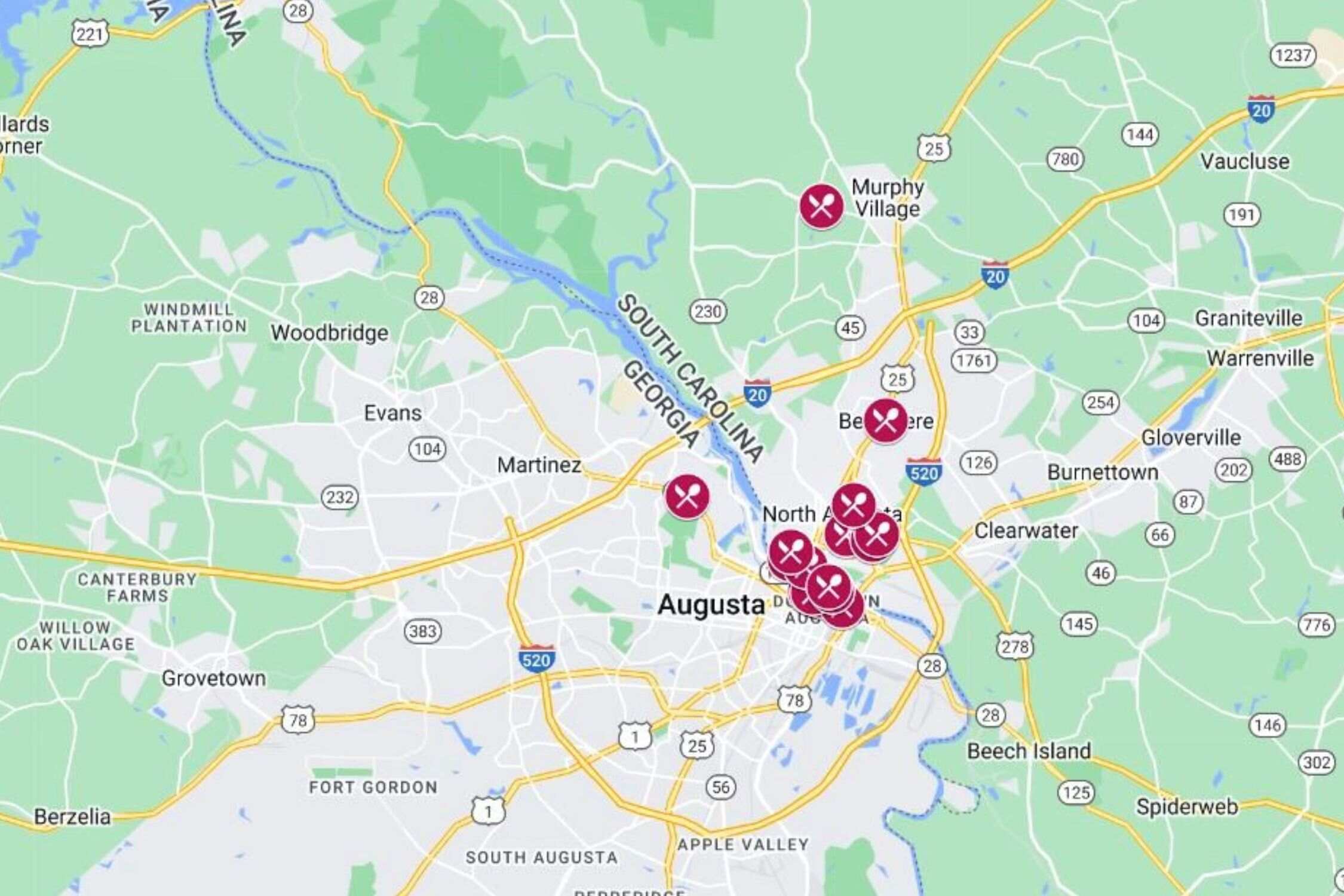 BEST Restaurants In North Augusta Map