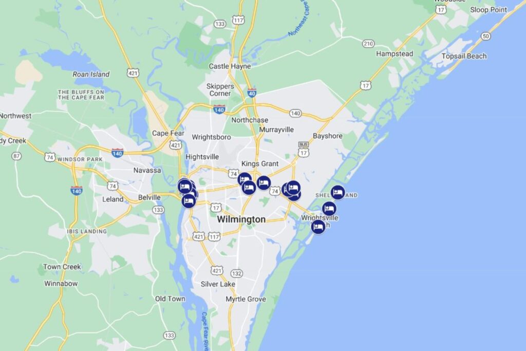 The Best Hotels In Wilmington Map