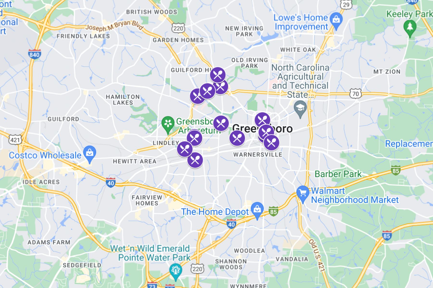 Best Greensboro Restaurants Map